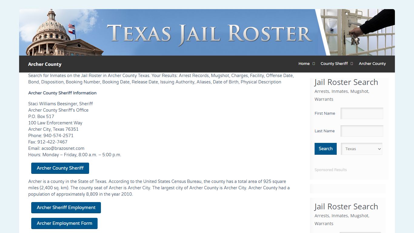 Archer County | Jail Roster Search